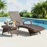 Outdoor All-Weather HDPE Wicker Rattan Sunlounger Recliner with Side Table