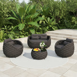 4 Piece Outdoor Rope Sofa Set (Black)