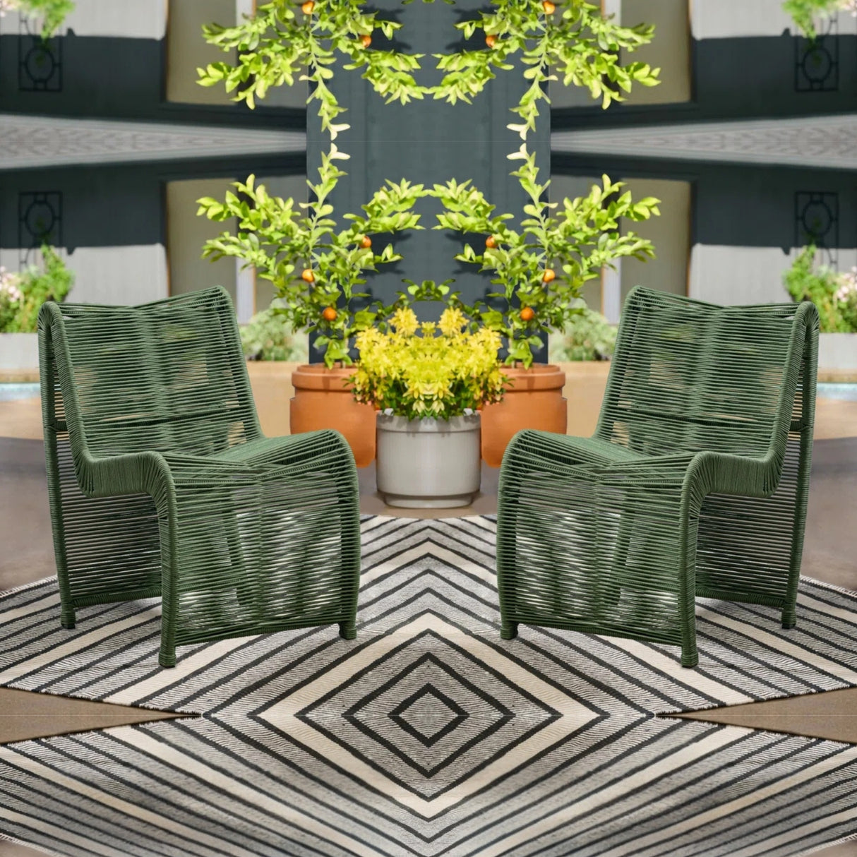 2-Piece Outdoor Rope Patio Chairs