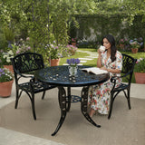 Outdoor 3-Piece Cast Aluminum Patio Bistro Set (Black)