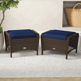 2-Piece Outdoor Rattan Wicker Ottoman Set