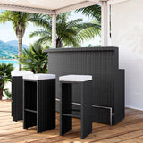 3-Seater Outdoor Rattan Wicker Bar Set