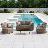 4-Piece Outdoor Braid & Rope Sofa Set (Beige & Dark Cream)