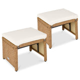 Set of 2 Wicker Ottomans, Multipurpose Outdoor Furniture