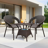 Outdoor Wicker 3 Piece Patio Bistro Set (Dark Brown)