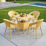 Outdoor Rattan Wicker 5-Piece Patio Furniture Set (Beige)