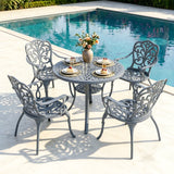 Outdoor Cast Aluminum 5-Piece Patio Conversation Set (Grey)