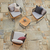 4 Piece Garden Outdoor Rope Patio Set With Wooden Top Table