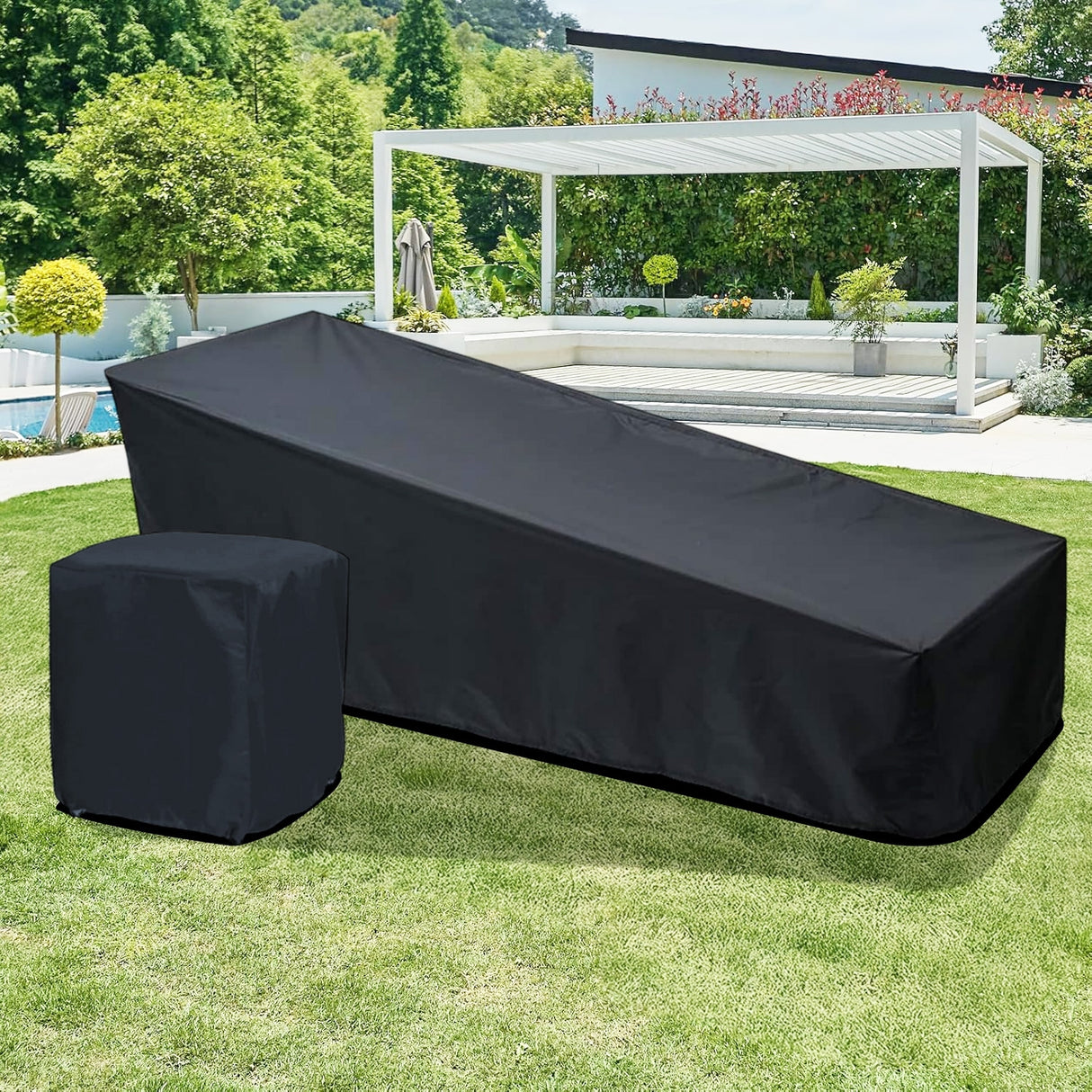 Outdoor Single Lounger With Table Cover