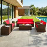 Outdoor 7-Seater Wicker Sectional Sofa Set