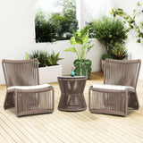 3-Piece Outdoor Beige Rope Patio Set