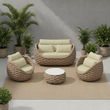 4 Piece Outdoor Rope Sofa Set (Beige & Cream)