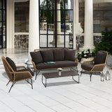 4-Piece Outdoor Rope Patio Conversation Loveseat Furniture