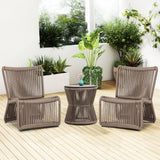3-Piece Outdoor Beige Rope Patio Set