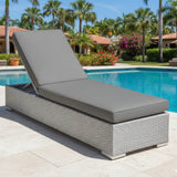 Outdoor All-Weather Rattan Wicker Lounger (Silver Grey & Grey)
