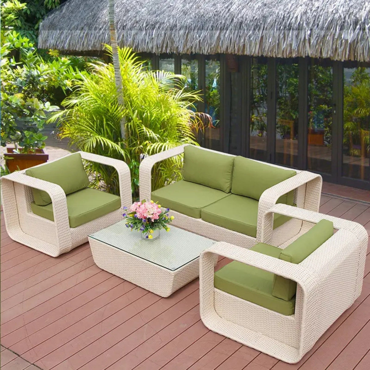 4-Piece Outdoor Rattan Wicker Patio Sofa Set