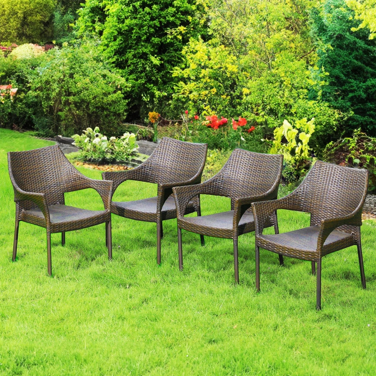 Outdoor Rattan Wicker Patio Dining Chairs
