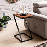 Solid Sheesham Wood Bedside Z-Shape Corner Side Small Coffee Table
