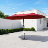 15FT Double-Sided Outdoor Patio Umbrella with Granite Base (Maroon)