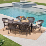 7-Piece Outdoor Rattan Wicker Dining Table Set