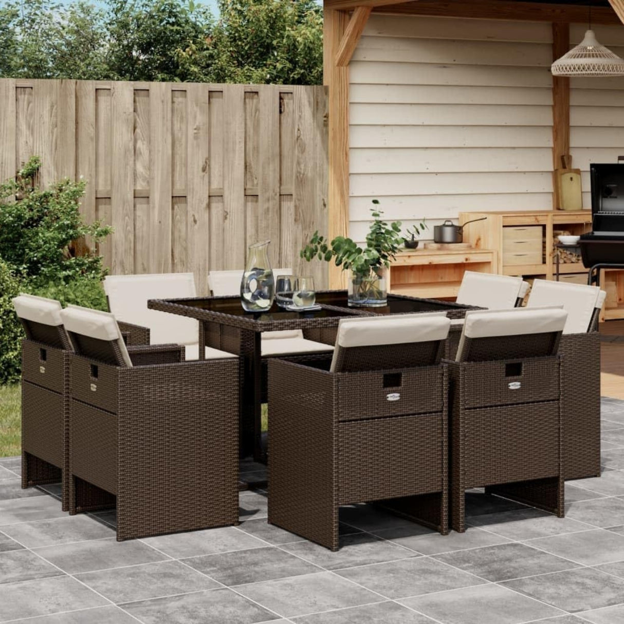 Outdoor Rattan Wicker Dinning Set 9-Piece
