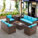 Outdoor 7-Seater Wicker Sectional Sofa Set