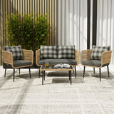 Outdoor 4-Seater Rope Conversation Set(Beige & Dark Grey)