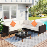 3-Pieces Outdoor Wicker  L-Shape Sofa Set