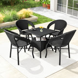 Outdoor Rattan Wicker 5-Piece Patio Furniture Set (Black)