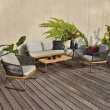Outdoor Rope 4-Piece Sofa Set With Wooden Top Table