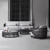Outdoor Rope 4 Seater Sofa Set With Glass Top Tables