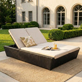 Outdoor Wicker Patio Double Seater Recliner Daybed