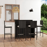 5-Piece Outdoor Rattan Wicker Bar Set with Wicker Top Table