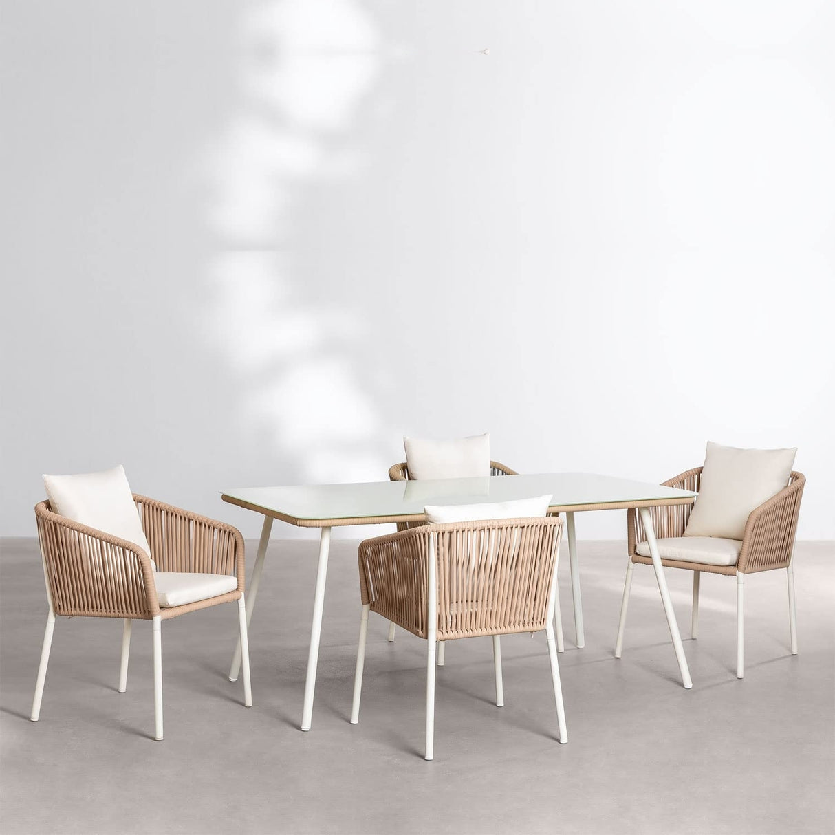 5-Piece Outdoor Patio Dining Set With Rattan Chairs & Glass-Top Table