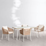 5-Piece Outdoor Patio Dining Set With Rattan Chairs & Glass-Top Table