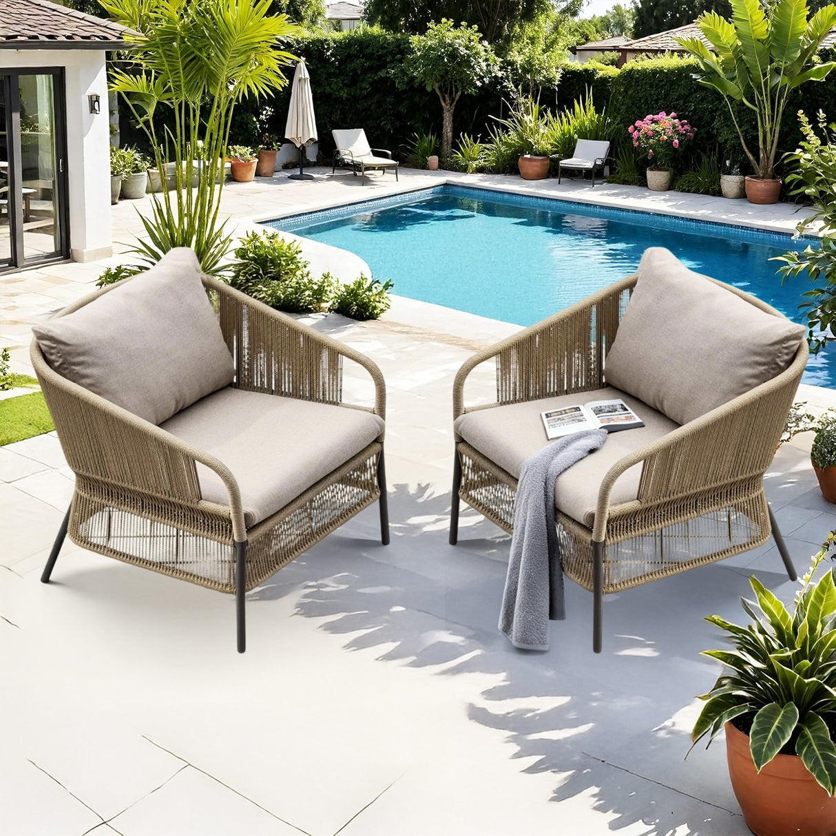 2-Piece Outdoor Rope Single Seater Sofa