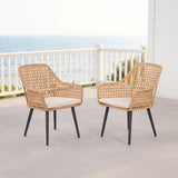 2-Piece Outdoor Rattan Wicker Patio Dining Chairs