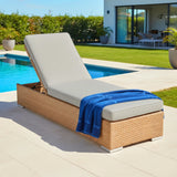 Outdoor All-Weather Rattan Wicker Lounger (Beige & Grey)
