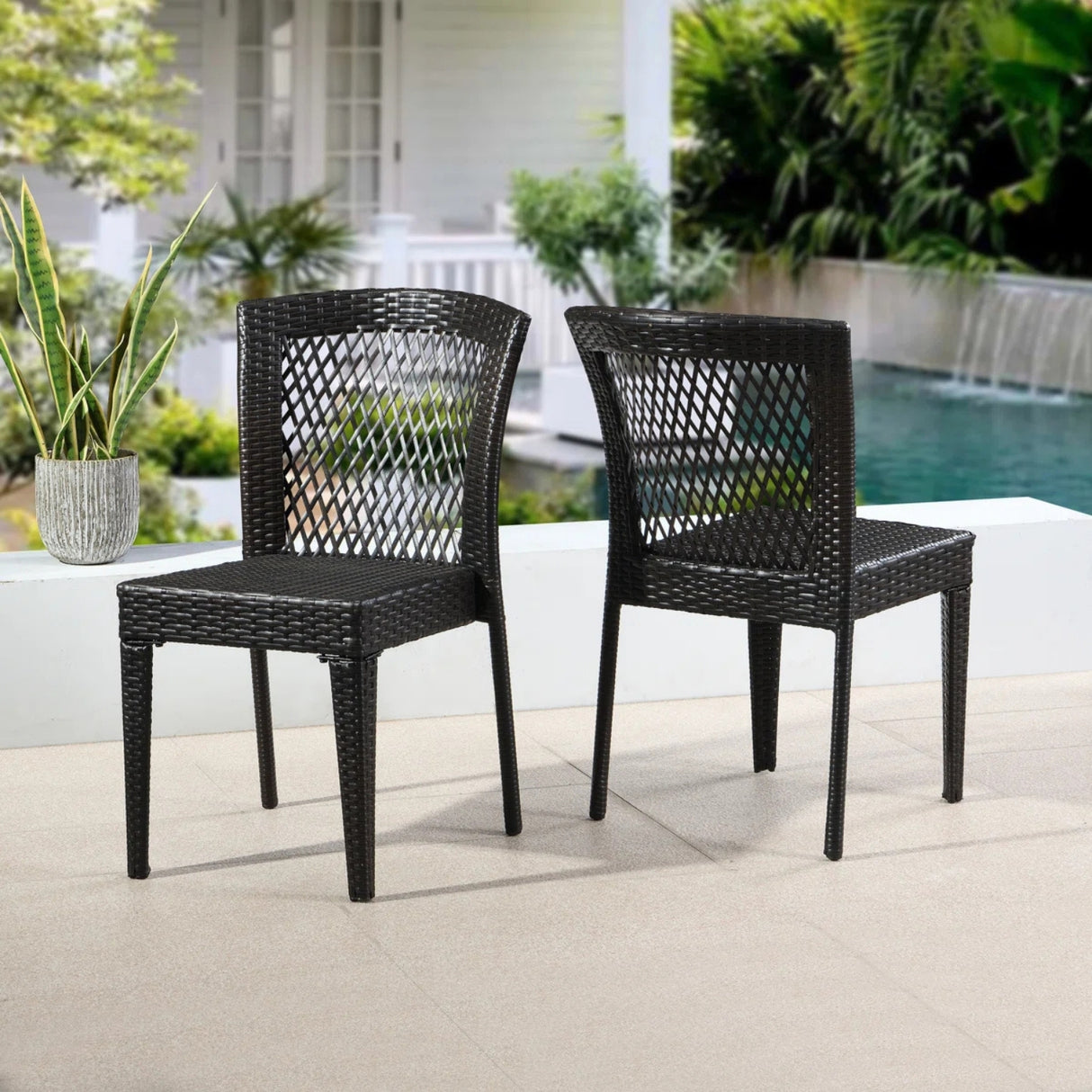 Outdoor Rattan Wicker Patio Dining Chairs
