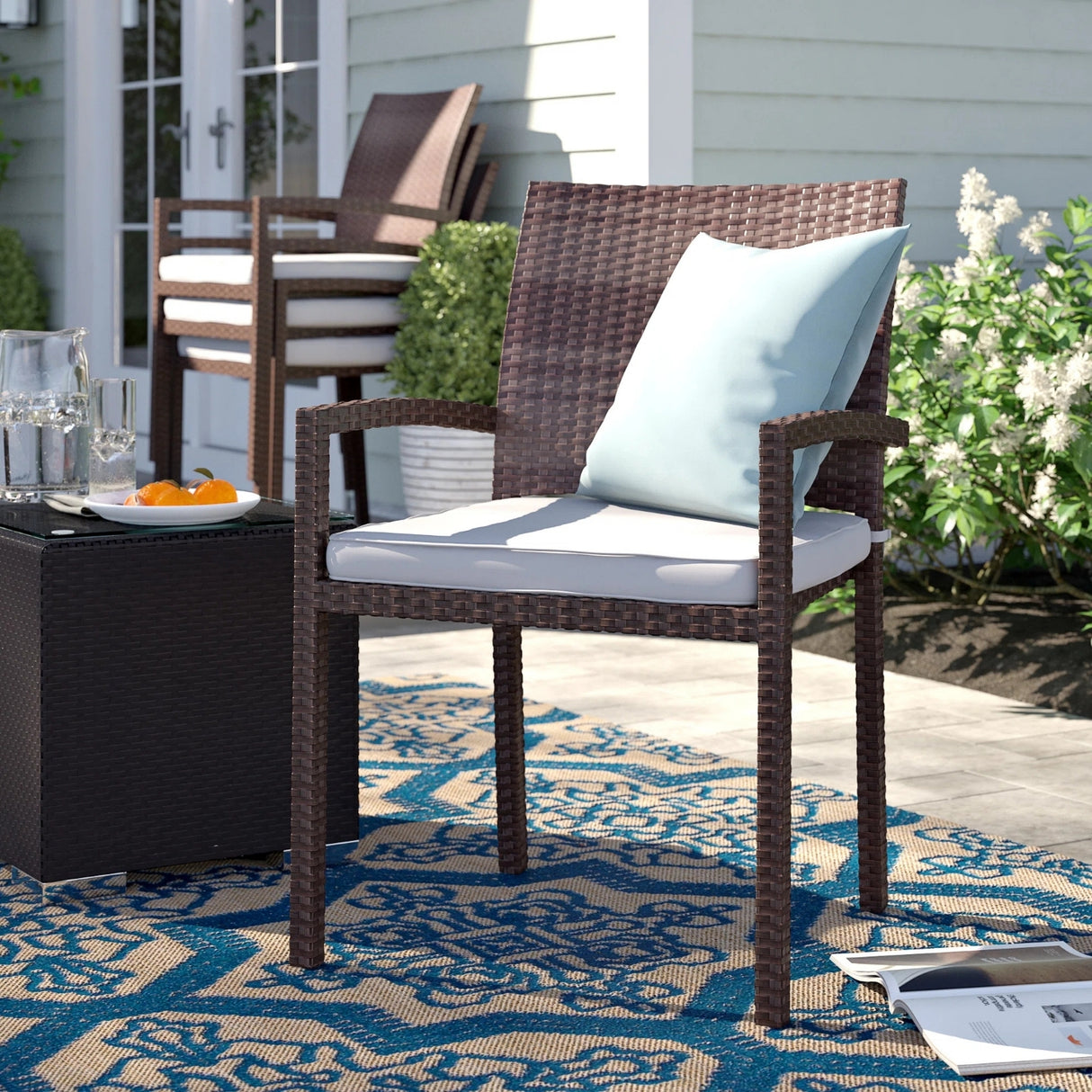 1-Piece Outdoor Rattan Wicker Patio Dining Chair