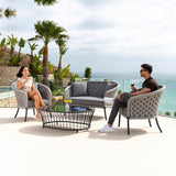 Outdoor Grey Rope 4 Piece Patio Sofa Set with Dark Grey Cushions