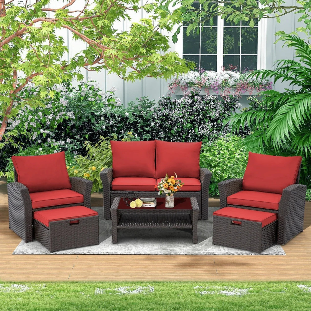 Outdoor All-Weather Wicker 6-Piece Sofa Set