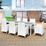 9-Piece Outdoor Rattan Wicker Dinning Table Set