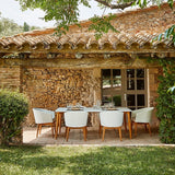 Outdoor All-Weather Resistant Rattan Wicker 7-Piece Dining Set (White)