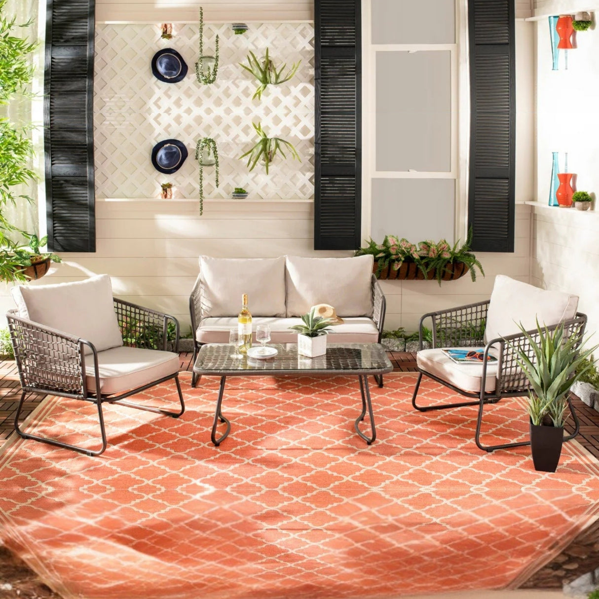 4 Piece Outdoor All-Weather Rope Sofa Set