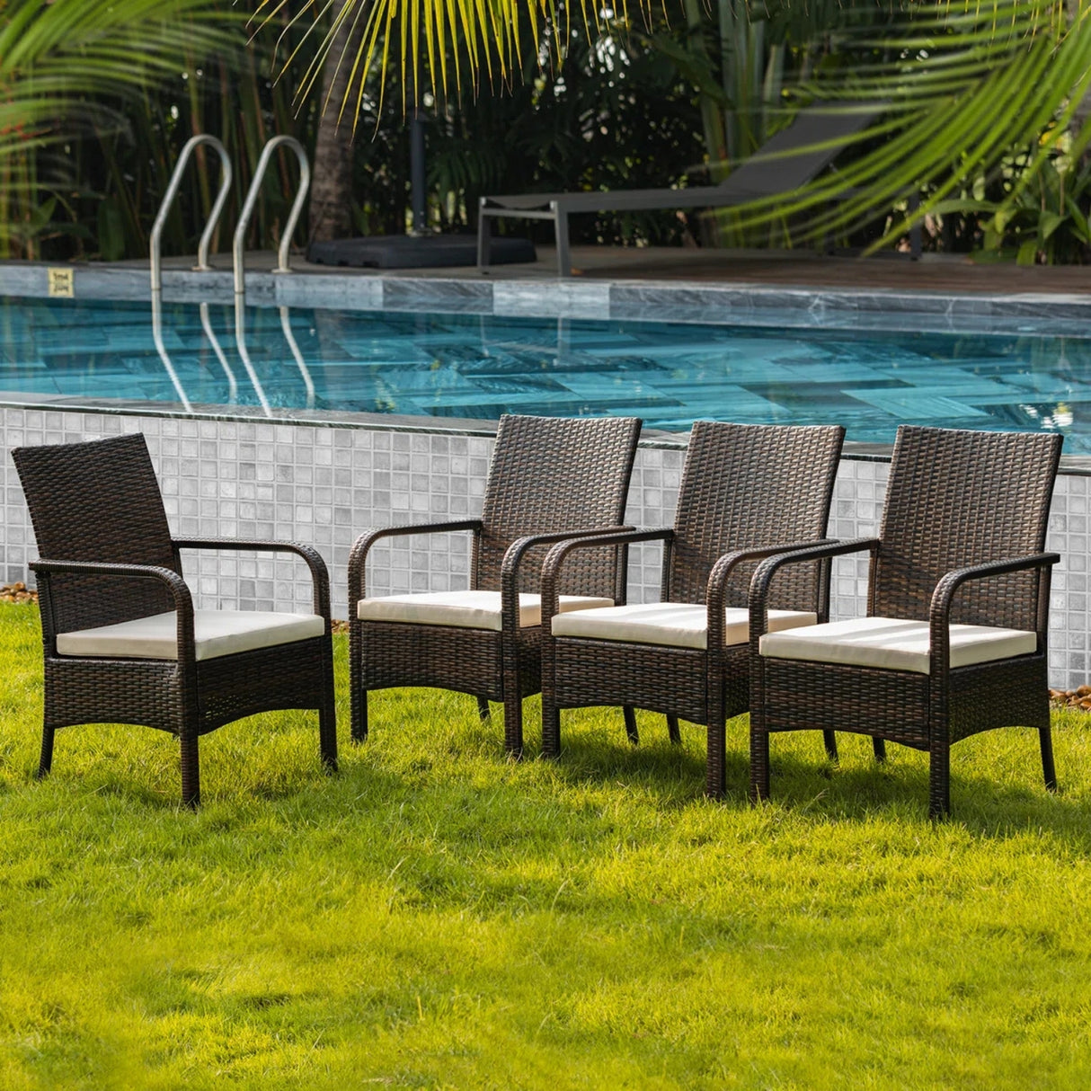 4-Piece Outdoor Rattan Wicker Patio Dining Chairs