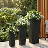 Outdoor Black Wicker Planter Set of 3