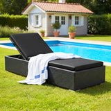 Outdoor All-Weather Rattan Wicker Lounger (Black)