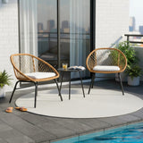 Outdoor Wicker 3-Piece Patio Set (Beige & White)