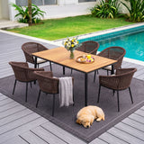 7-Piece Outdoor Patio Dining Set With Wooden Tabletop